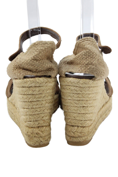 Castaner Womens Suede Open Toe Espadrille Wedges Sandals Brown Size 39 9