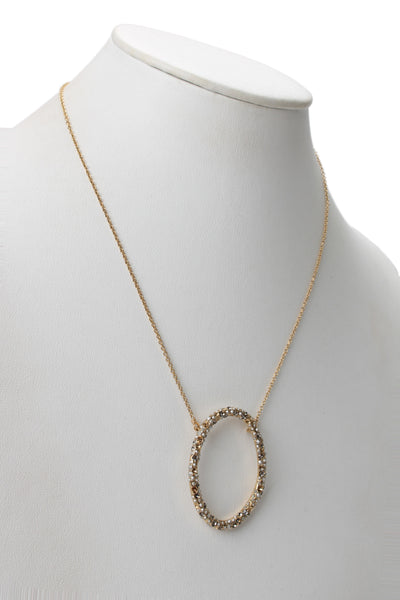 Alexis Bittar Womens Gold Tone Crystal Pave Oval Pendant Necklace 19"