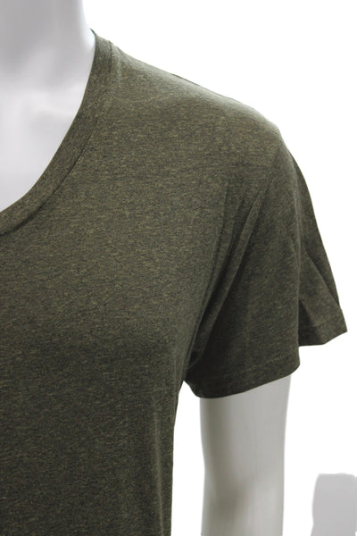 AG Mens Basic Green V Neck Short Sleeve T Shirt Polyester Size M