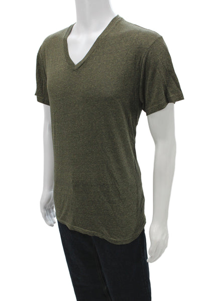 AG Mens Basic Green V Neck Short Sleeve T Shirt Polyester Size M