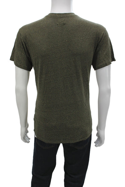 AG Mens Basic Green V Neck Short Sleeve T Shirt Polyester Size M
