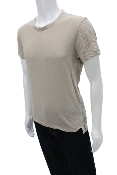 Theory Mens Basic Beige Linen Crew Neck Short Sleeve T-Shirt Size L