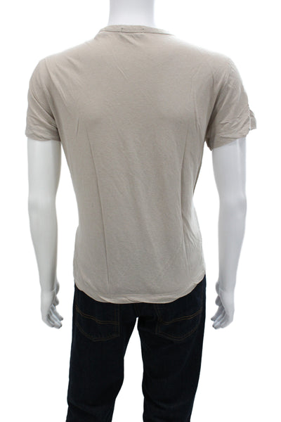 Theory Mens Basic Beige Linen Crew Neck Short Sleeve T-Shirt Size L