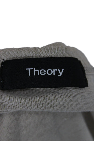 Theory Mens Basic Beige Linen Crew Neck Short Sleeve T-Shirt Size L