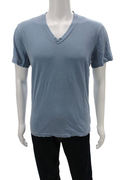 Standard James Perse Mens Basic V-Neck Blue 100% Combed Cotton T-Shirt Size 2
