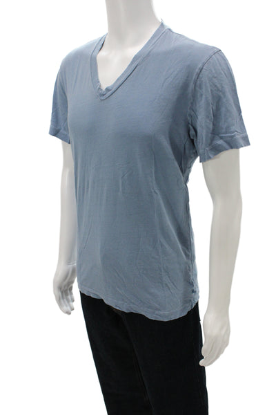 Standard James Perse Mens Basic V-Neck Blue 100% Combed Cotton T-Shirt Size 2