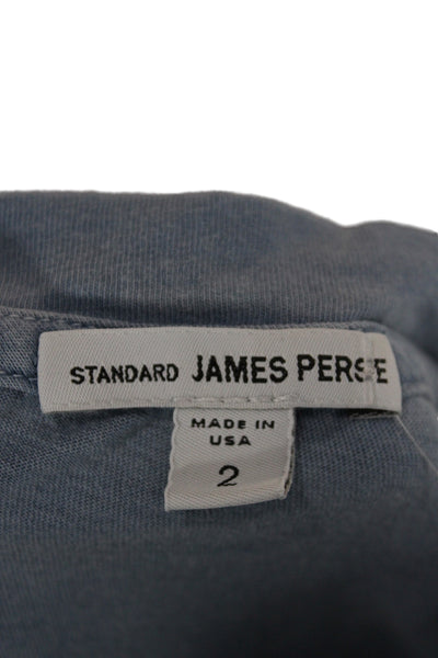 Standard James Perse Mens Basic V-Neck Blue 100% Combed Cotton T-Shirt Size 2