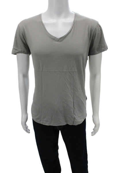 Orlebar Brown Mens Basic V Neck Gray Cotton Short Sleeve T-Shirt Size L