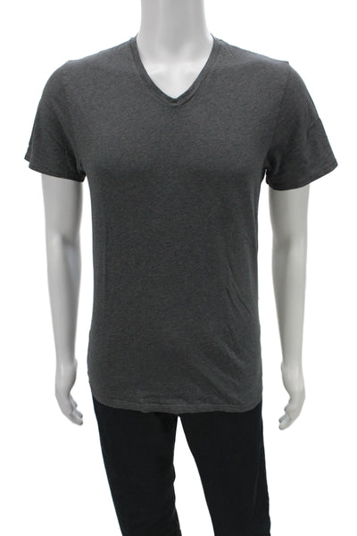 Vince Mens Basic V-Neck Gray Pima Cotton Short Sleeve T-Shirt Size M