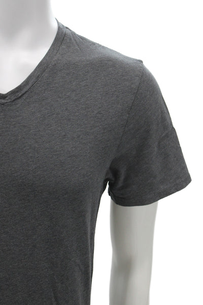 Vince Mens Basic V-Neck Gray Pima Cotton Short Sleeve T-Shirt Size M