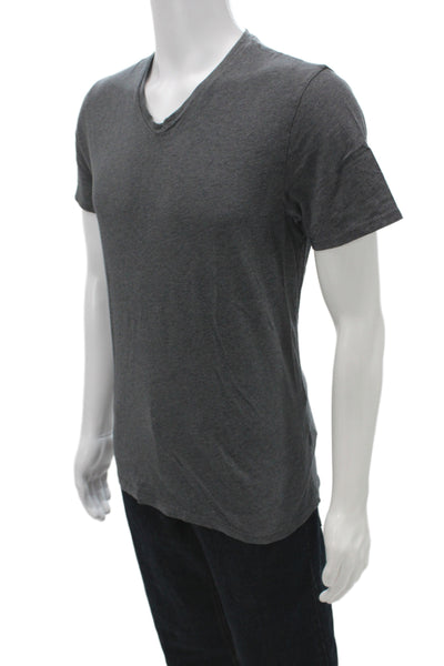 Vince Mens Basic V-Neck Gray Pima Cotton Short Sleeve T-Shirt Size M