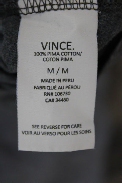 Vince Mens Basic V-Neck Gray Pima Cotton Short Sleeve T-Shirt Size M