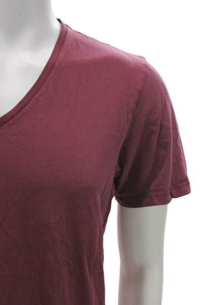 Barneys New York Mens Red V-Neck Cotton T-Shirt Short Sleeve Size L