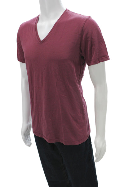 Barneys New York Mens Red V-Neck Cotton T-Shirt Short Sleeve Size L