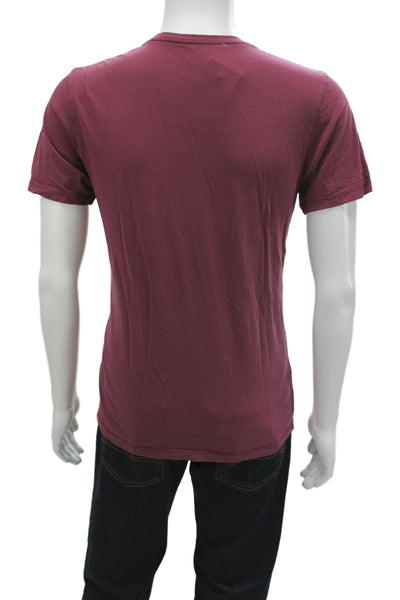 Barneys New York Mens Red V-Neck Cotton T-Shirt Short Sleeve Size L