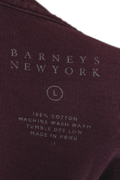 Barneys New York Mens Red V-Neck Cotton T-Shirt Short Sleeve Size L