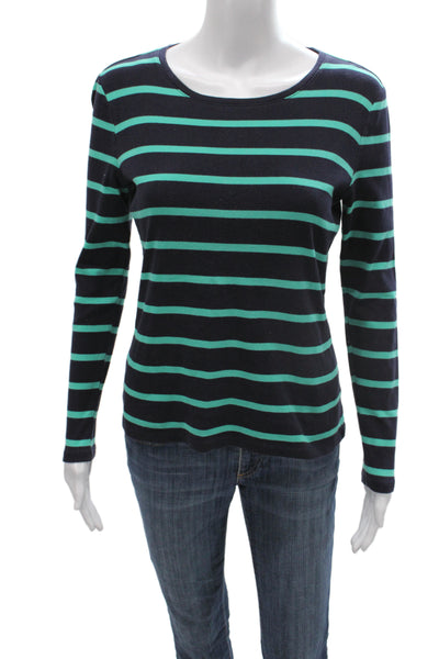 Talbots Women Basic Striped Pima Cotton Scoop Neck Long Sleeve T-Shirt Size PM