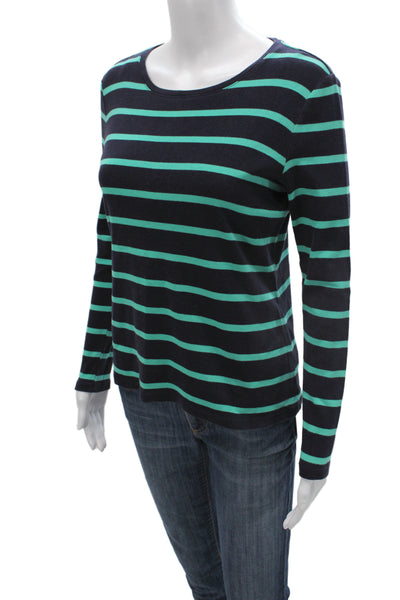 Talbots Women Basic Striped Pima Cotton Scoop Neck Long Sleeve T-Shirt Size PM