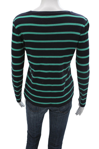Talbots Women Basic Striped Pima Cotton Scoop Neck Long Sleeve T-Shirt Size PM
