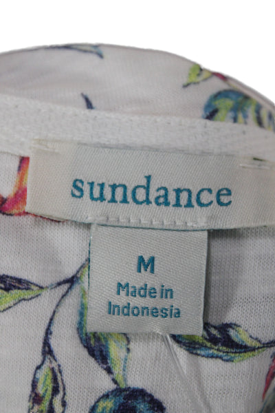 Sundance Womens Floral Bird Jersey Tee 100% Cotton Long Sleeve Size M