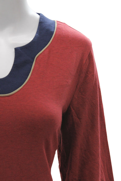 Soft Surroundings Women Red Cotton Tunic Blouse 3/4 Sleeve Size PM