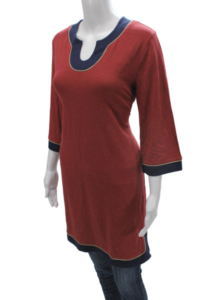 Soft Surroundings Women Red Cotton Tunic Blouse 3/4 Sleeve Size PM