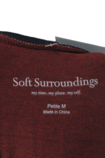 Soft Surroundings Women Red Cotton Tunic Blouse 3/4 Sleeve Size PM