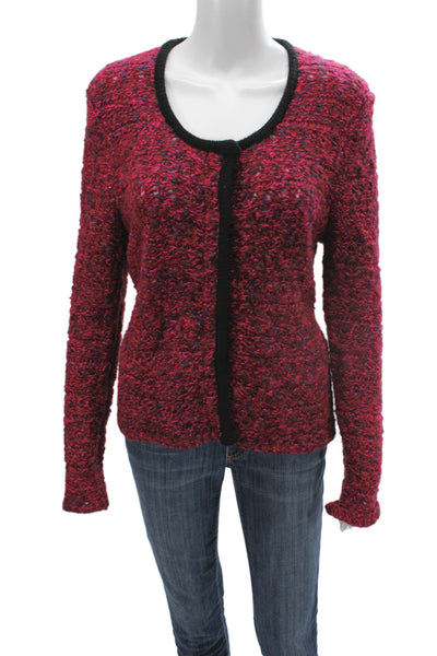 Designer Womens Cardigan Multicolor Scoop Neck Long Sleeve Size M