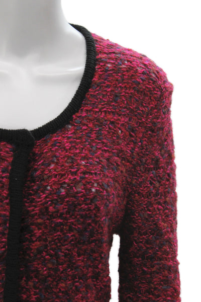 Designer Womens Cardigan Multicolor Scoop Neck Long Sleeve Size M