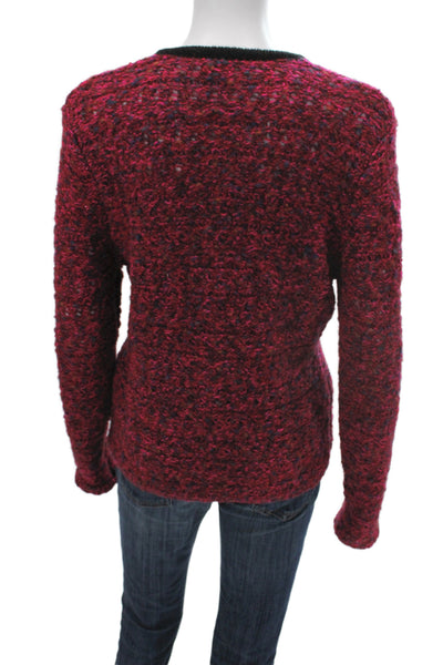 Designer Womens Cardigan Multicolor Scoop Neck Long Sleeve Size M