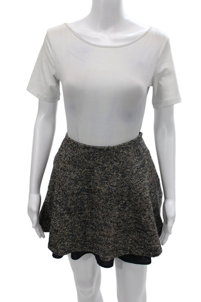 Theory Women A-Line Mini Skirt Multicolor Wool Blend Classic Size 4