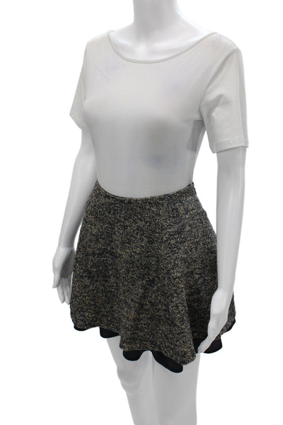Theory Women A-Line Mini Skirt Multicolor Wool Blend Classic Size 4