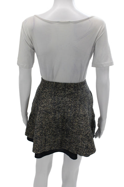 Theory Women A-Line Mini Skirt Multicolor Wool Blend Classic Size 4