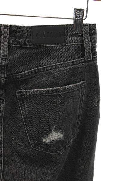 Pistola Women Straight Black Mid Rise Distressed Jeans Size 25