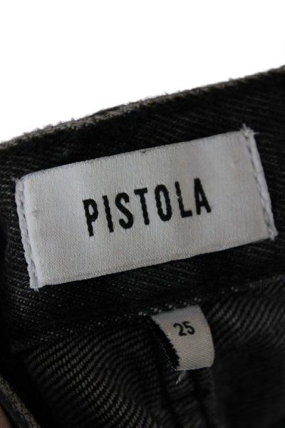 Pistola Women Straight Black Mid Rise Distressed Jeans Size 25