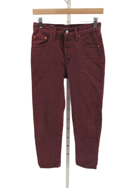 Levis Womens Straight High Waist Jeans Red Size 25