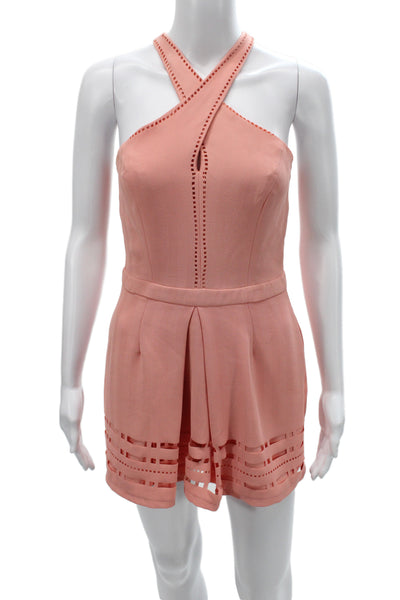 Greylin Anthropologie Women Pink Halter Sleeveless Romper Polyester Size S