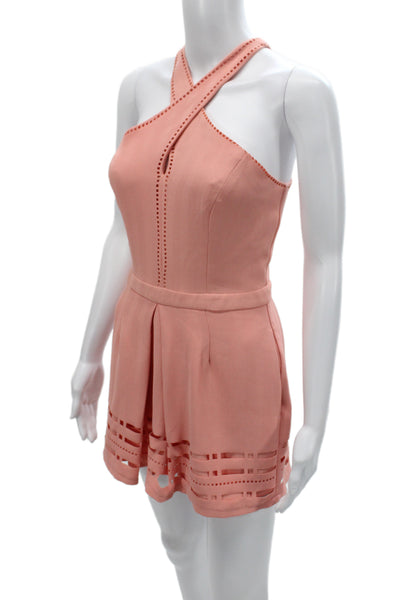 Greylin Anthropologie Women Pink Halter Sleeveless Romper Polyester Size S