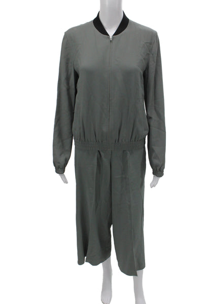Theory Womens Gray Pant Suit Acetate Zip Long Sleeve Athleisure Size PP