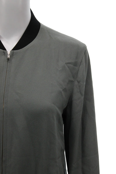 Theory Womens Gray Pant Suit Acetate Zip Long Sleeve Athleisure Size PP