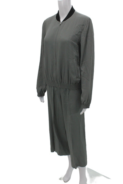 Theory Womens Gray Pant Suit Acetate Zip Long Sleeve Athleisure Size PP