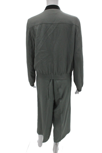 Theory Womens Gray Pant Suit Acetate Zip Long Sleeve Athleisure Size PP