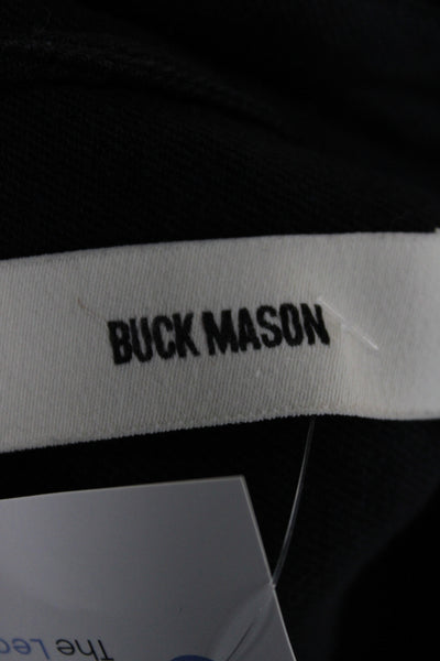 Buck Mason Mens Collar Long Sleeve Button Down Shirt Solid Black Size L