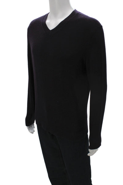 Theory Mens Purple 100% Cashmere V Neck Pullover Sweater Size M