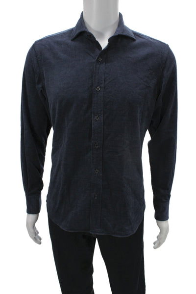 Proper Cloth Mens Cotton Corduroy Collar Button Down Shirt Navy Size L
