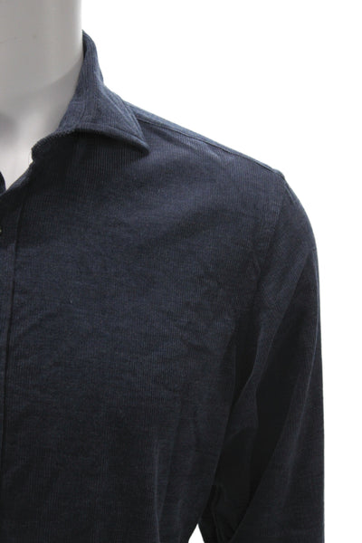 Proper Cloth Mens Cotton Corduroy Collar Button Down Shirt Navy Size L