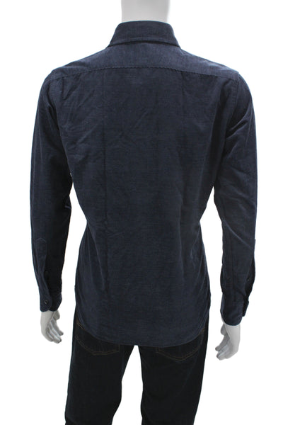 Proper Cloth Mens Cotton Corduroy Collar Button Down Shirt Navy Size L