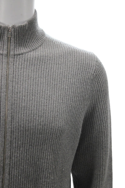 Theory Mens Cardigan Gray Merino Wool Mock Neck Long Sleeve Size M