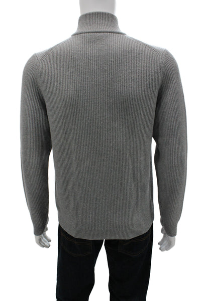 Theory Mens Cardigan Gray Merino Wool Mock Neck Long Sleeve Size M