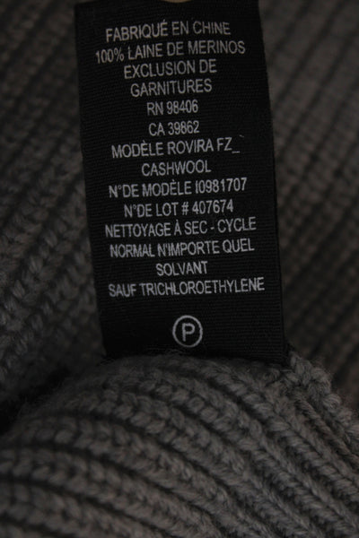 Theory Mens Cardigan Gray Merino Wool Mock Neck Long Sleeve Size M